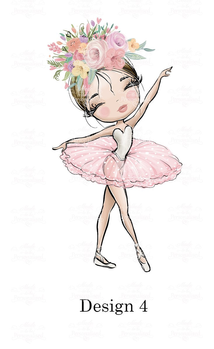 Drawstring Bag, Ballet Initial with flowers