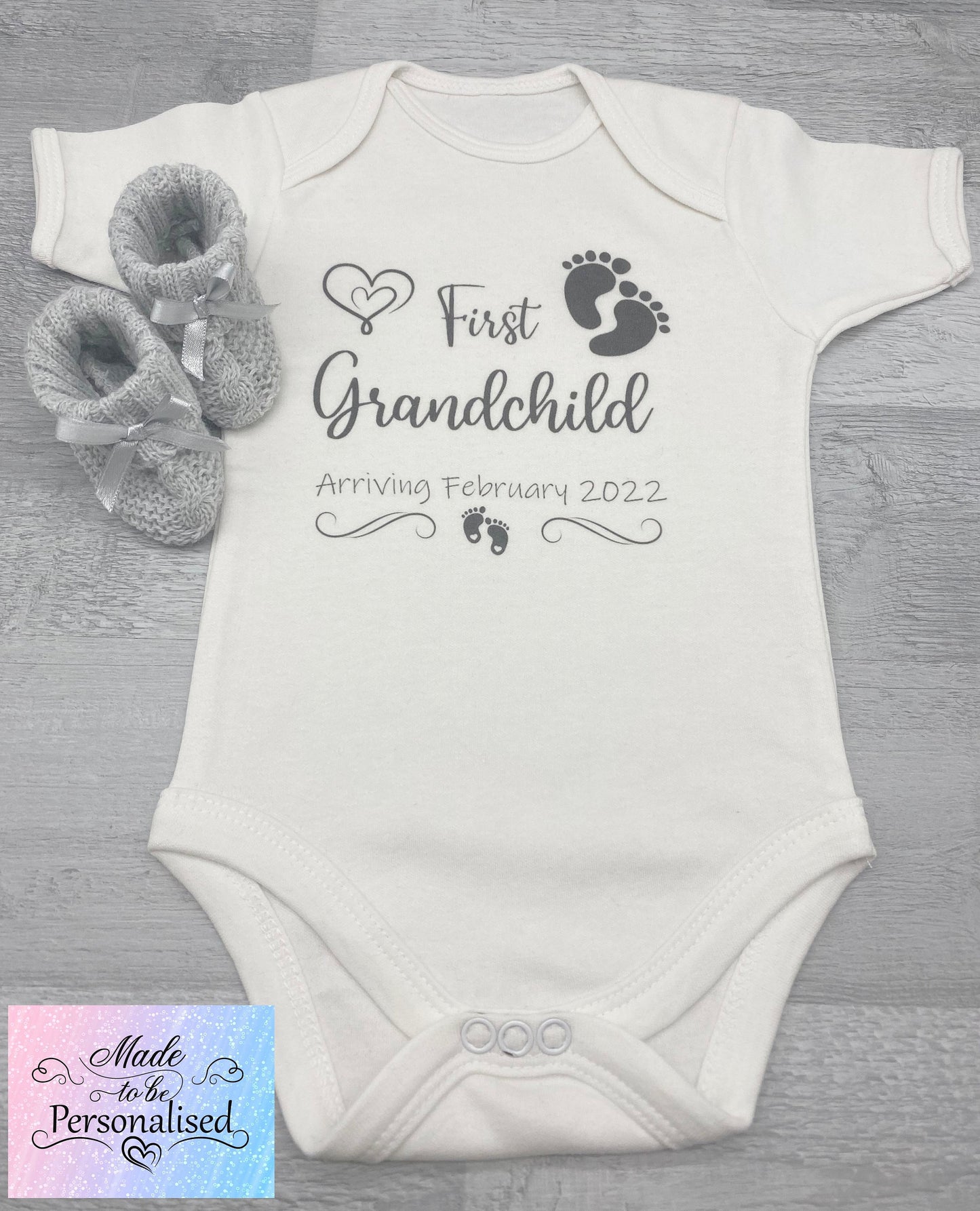 Personalised baby grow, Newborn short sleeve bodysuit, unisex baby grow vest pregnancy reveal, special announcement, fun gift for new baby