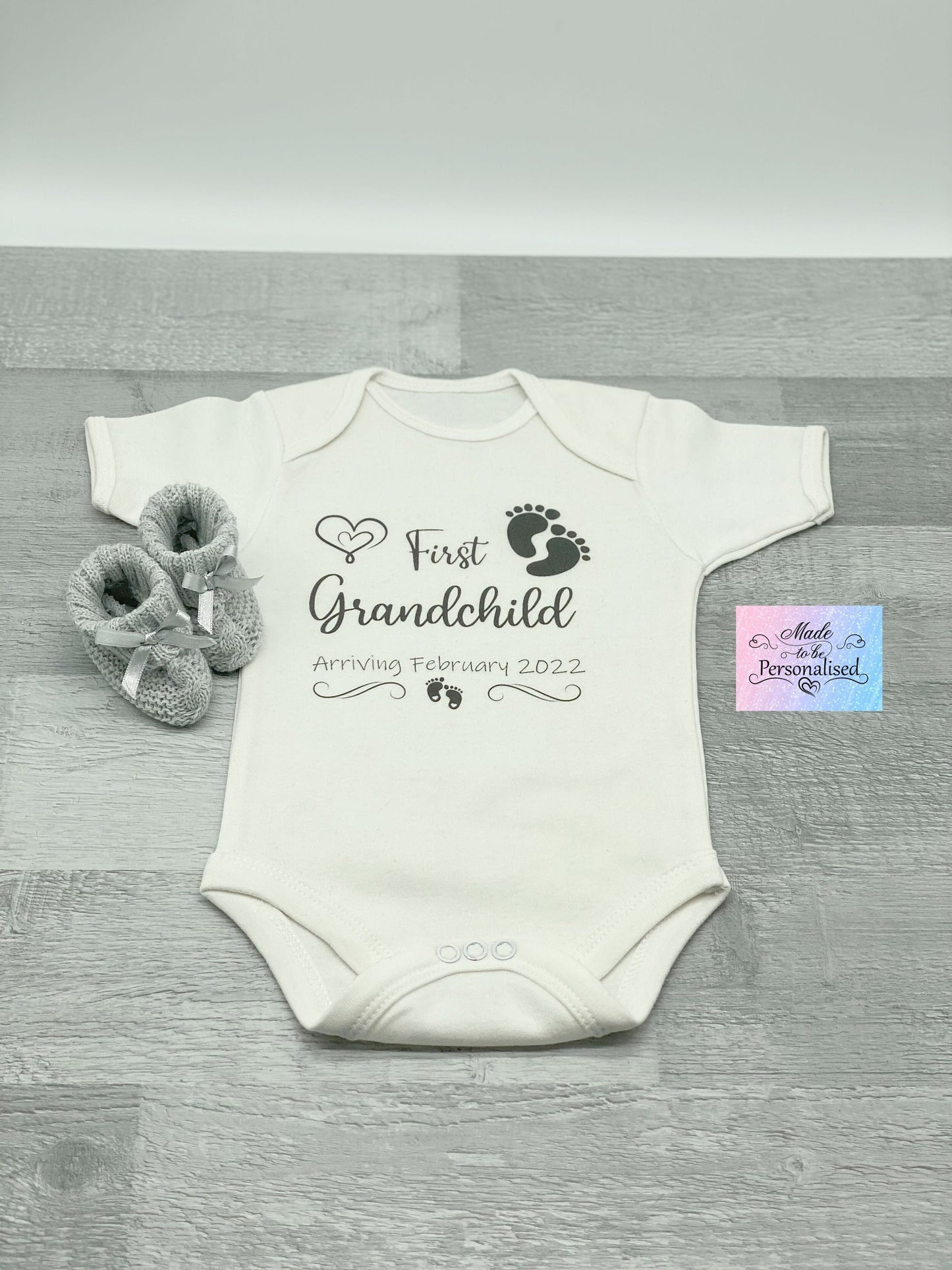 Personalised baby grow, Newborn short sleeve bodysuit, unisex baby grow vest pregnancy reveal, special announcement, fun gift for new baby