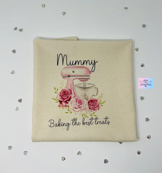 Kitchen Tea Towel, mixer & flowers design