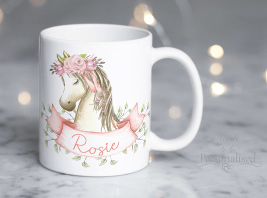 Mug, Pink pony with ribbon