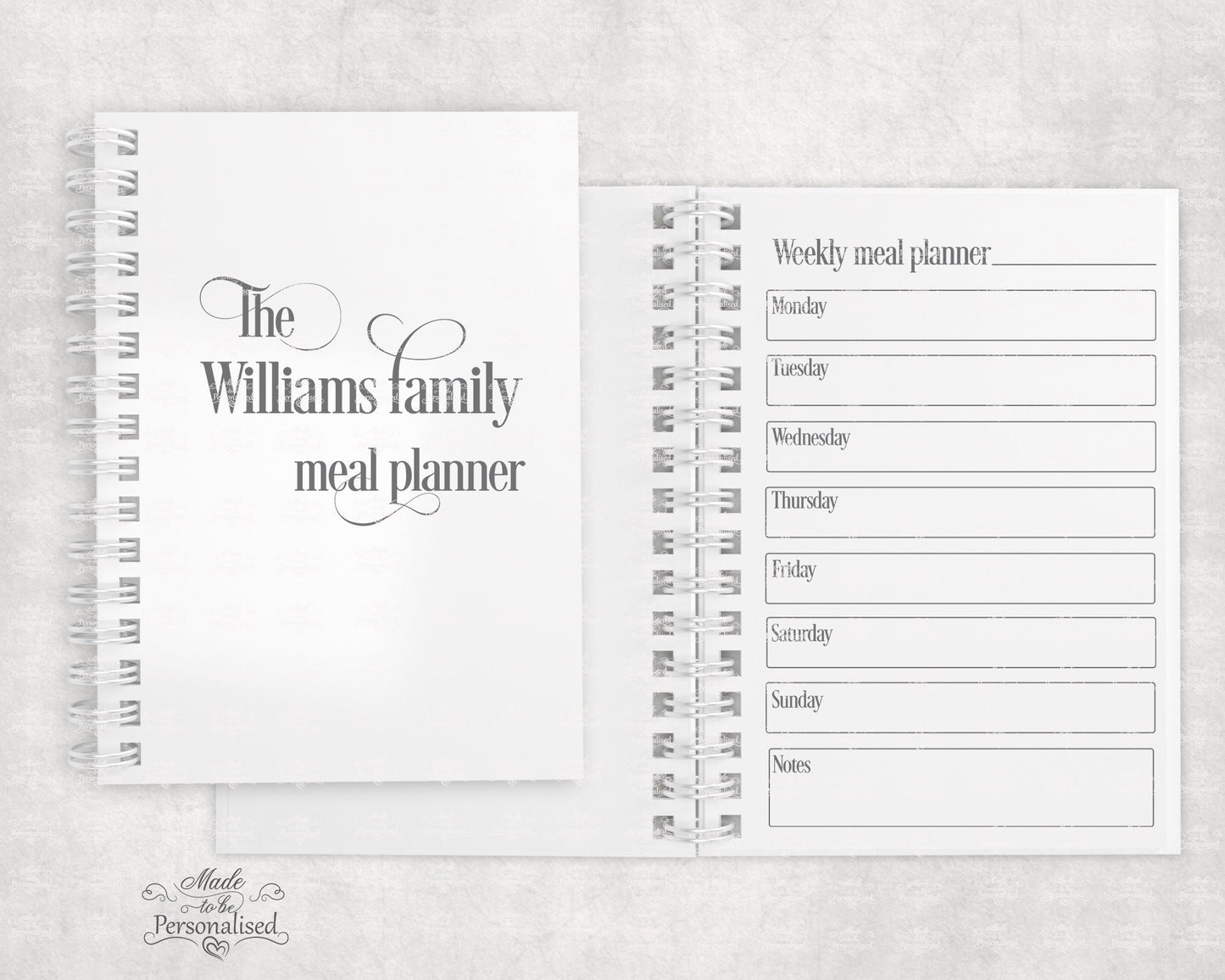 Notebook, Meal Planner, family name