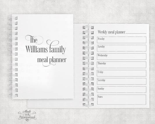 Notebook, Meal Planner, family name