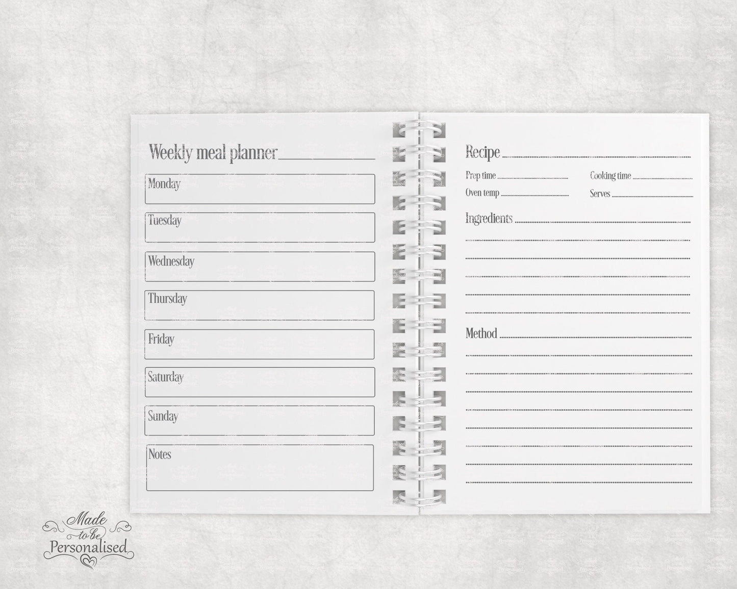 Notebook, Meal Planner, family name