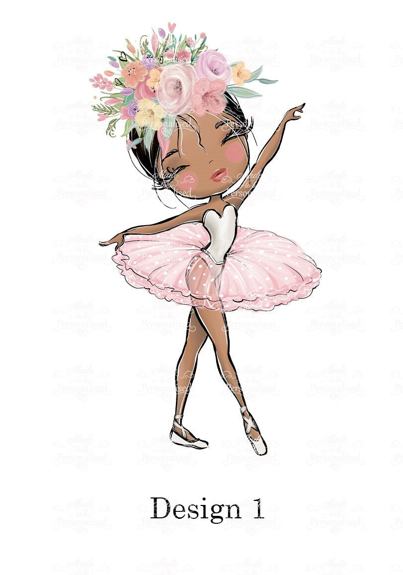 Drawstring Bag, Ballet Initial with flowers