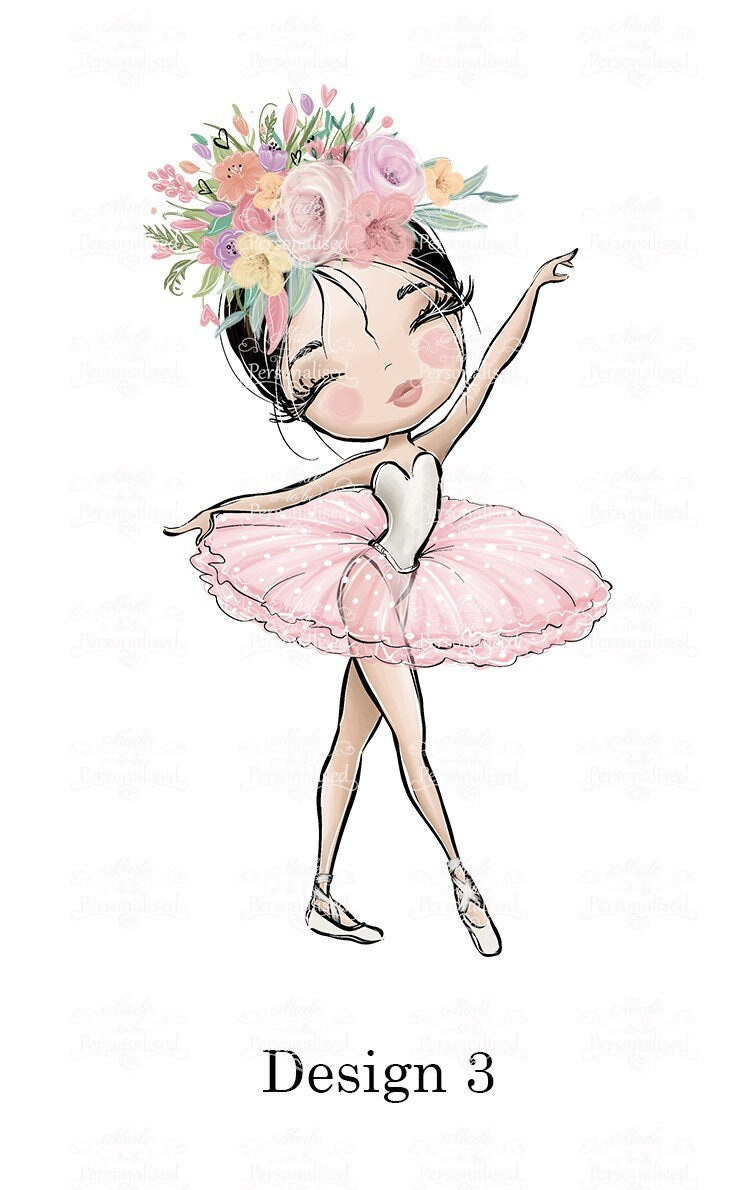 Drawstring Bag, Ballet Initial with flowers