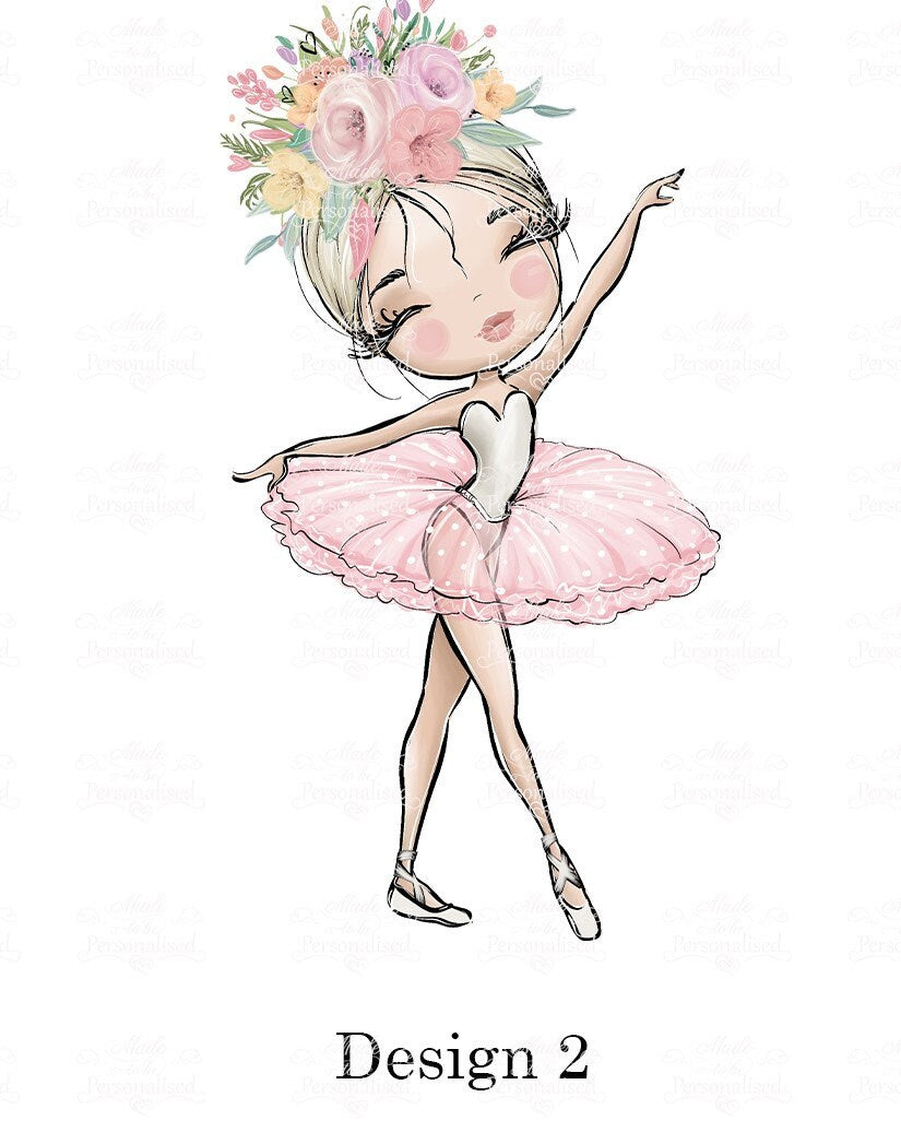 Drawstring Bag, Ballet Initial with flowers