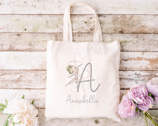 Tote bag, Gymnastic with ribbon initial