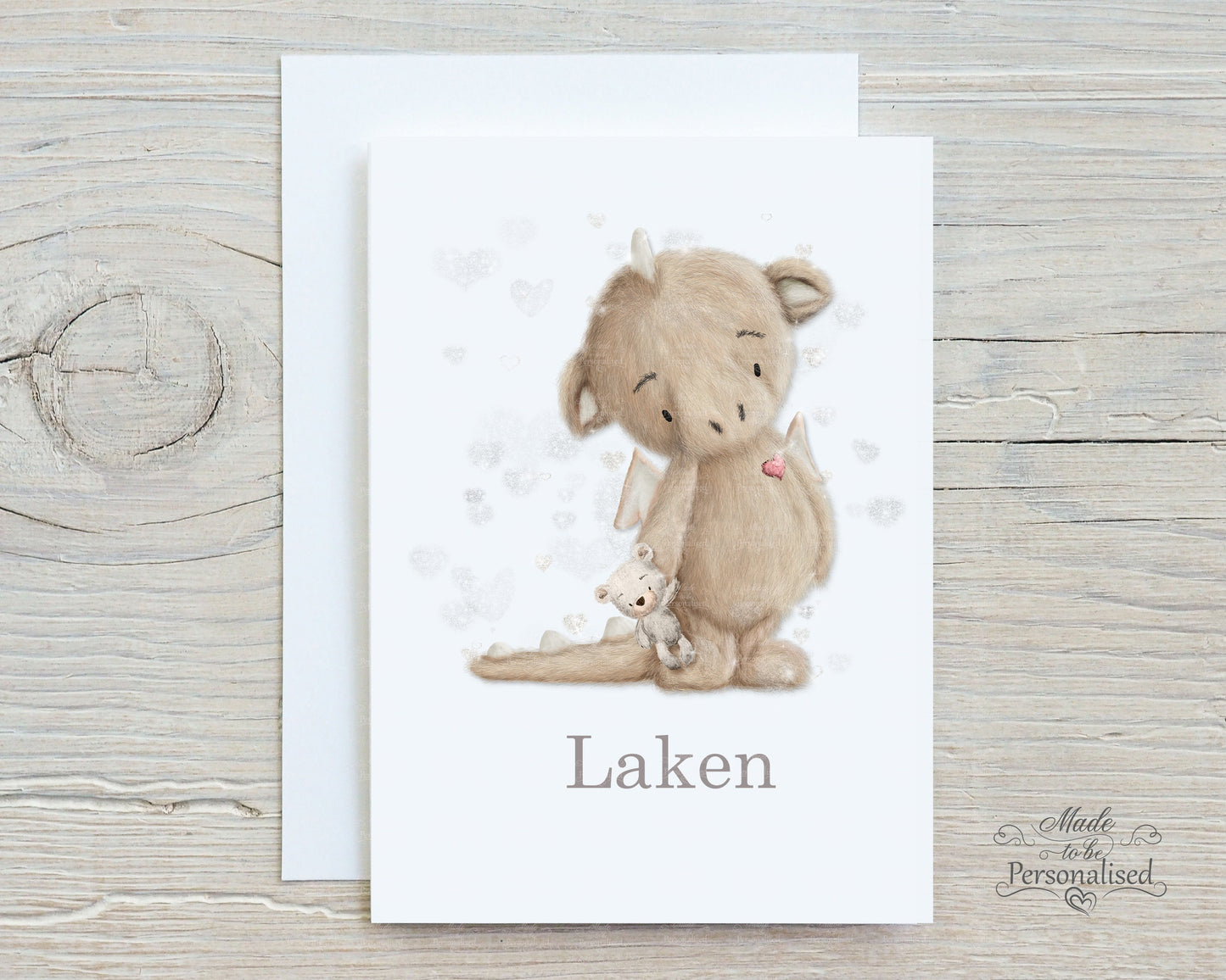 Personalised card with Dragon, New Baby Card, new parents, Congratulations, well done, get well soon, Birthday card, Starting School Card,