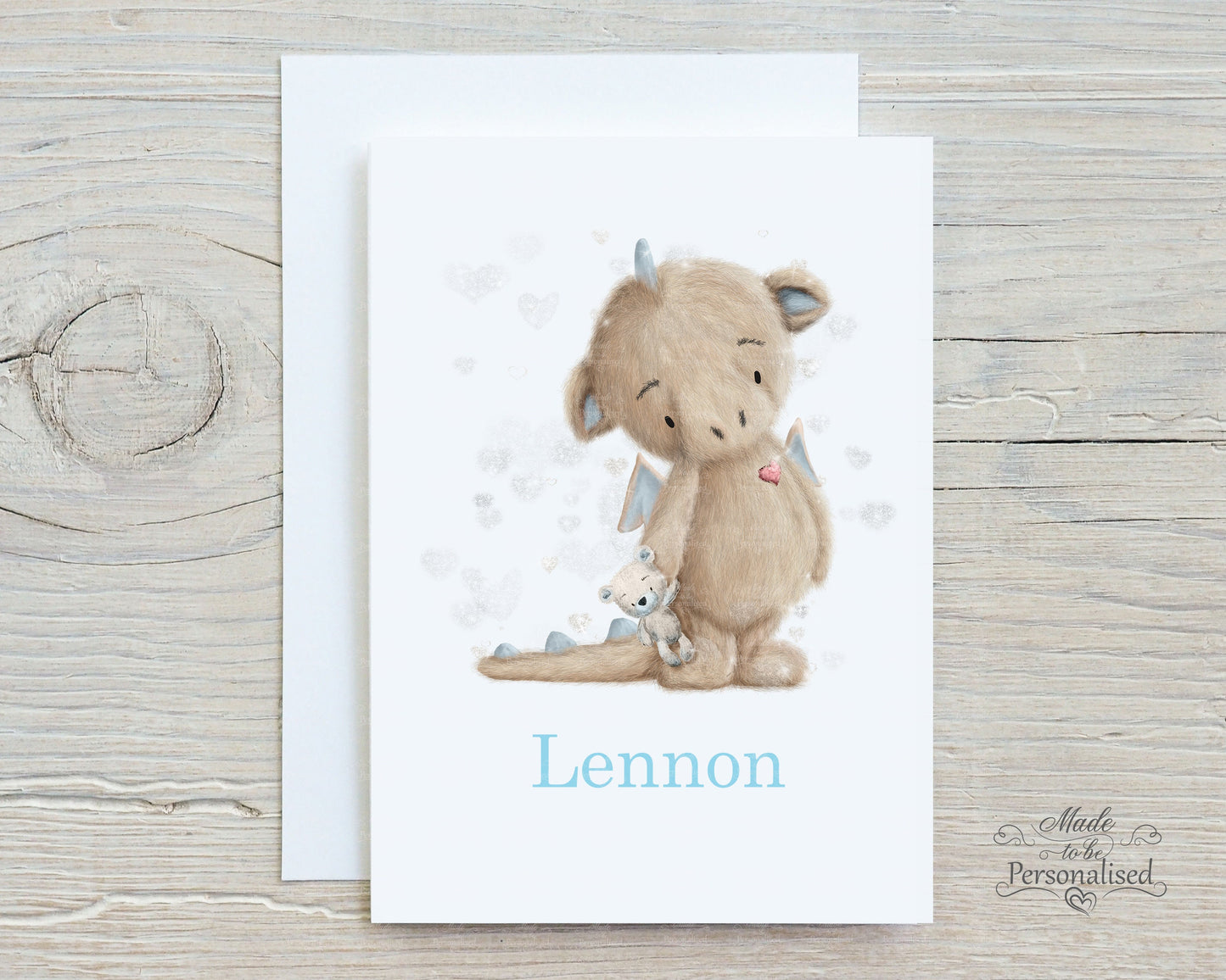 Personalised card with Dragon, New Baby Card, new parents, Congratulations, well done, get well soon, Birthday card, Starting School Card,