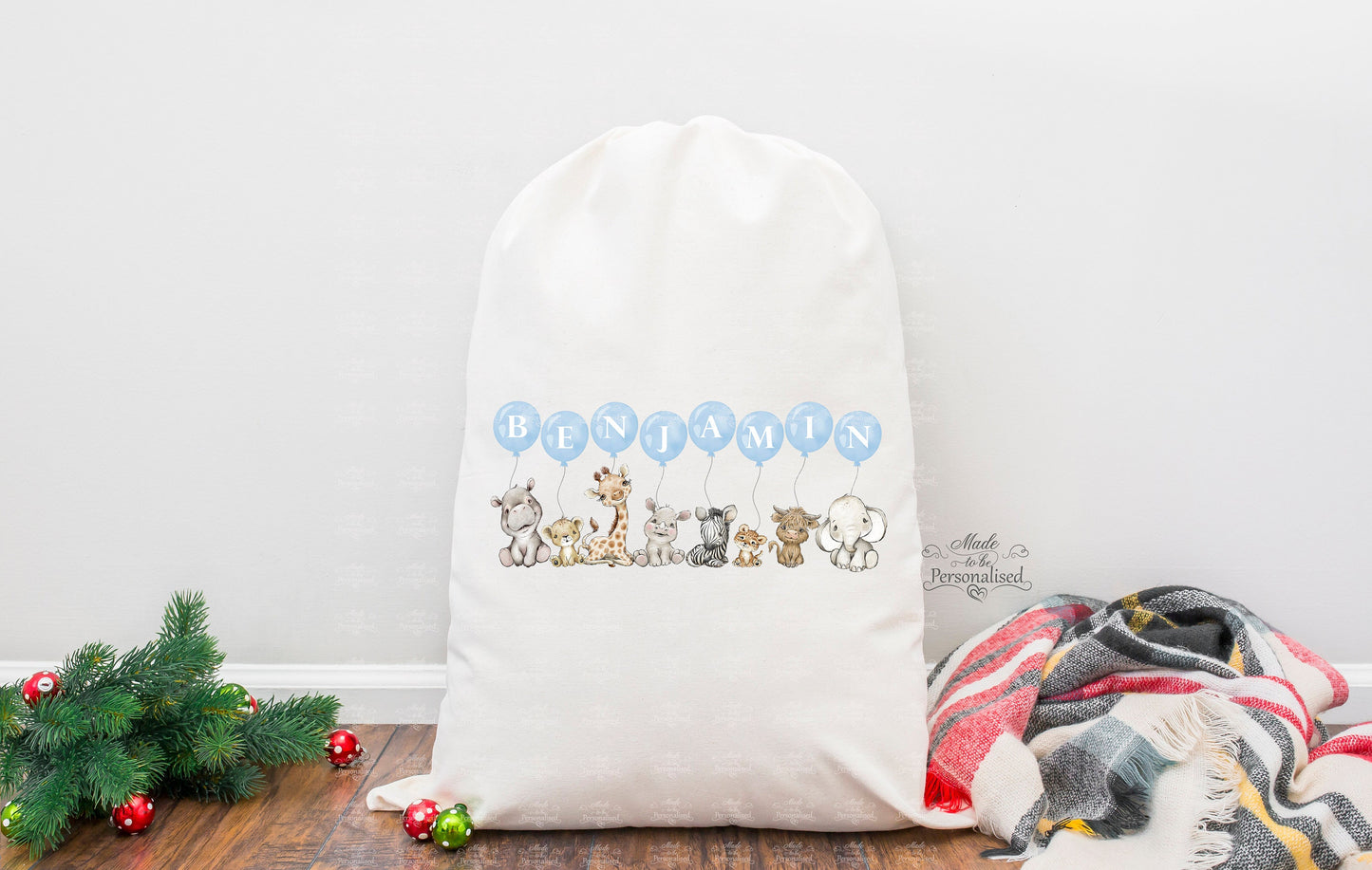 Toy Bag, blue safari animals