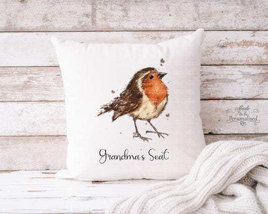Robin Christmas cushion, Reserved for personalised Christmas cushion