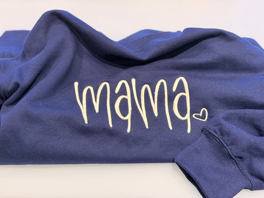 Embroidered Mama Sweatshirt - Minimalist Mum Crewneck - New Mom Gift - The "Mama" Embroidered Crewneck – Timeless Comfort