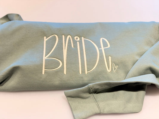 Embroidered Bride Sweatshirt, Minimalist Bridal Shower Gift, Personalised Wifey Jumper, Engagement Gift for Her, Bachelorette Party Top