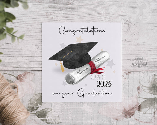 Graduation card, 2025 personalised graduation card, congratulations on your graduation, well done, you did it, graduation 2025