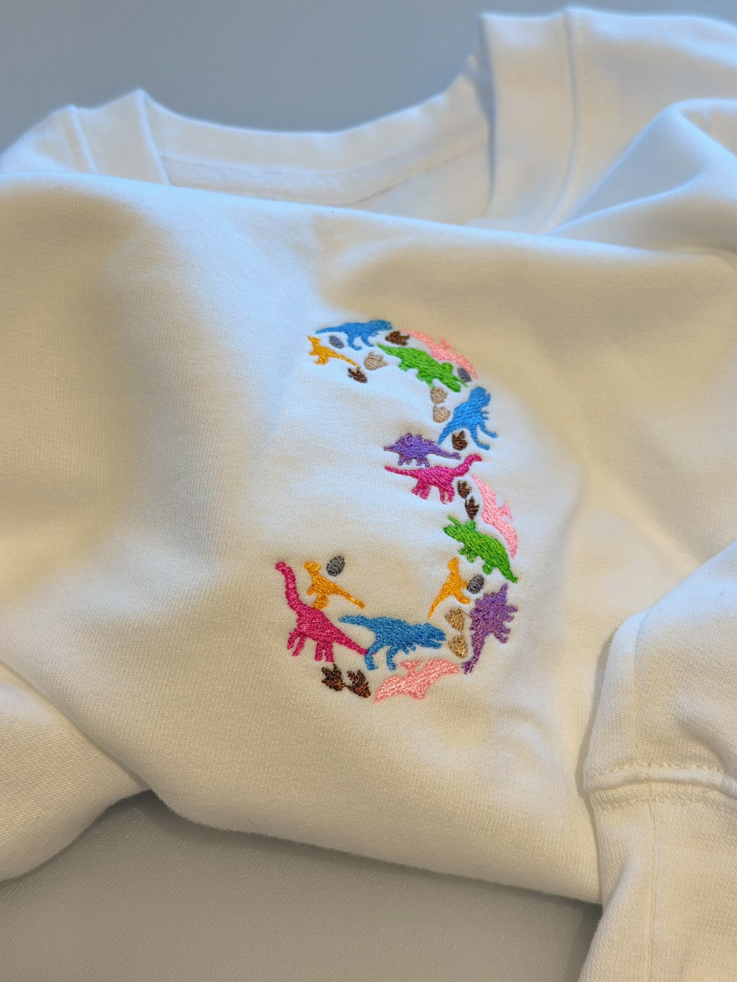 Dinosaur Sweatshirt with Embroidered Number, Dino Jumper, Three-Rex Birthday Top, Toddler Dino Birthday Gift, Kids Birthday Outfit