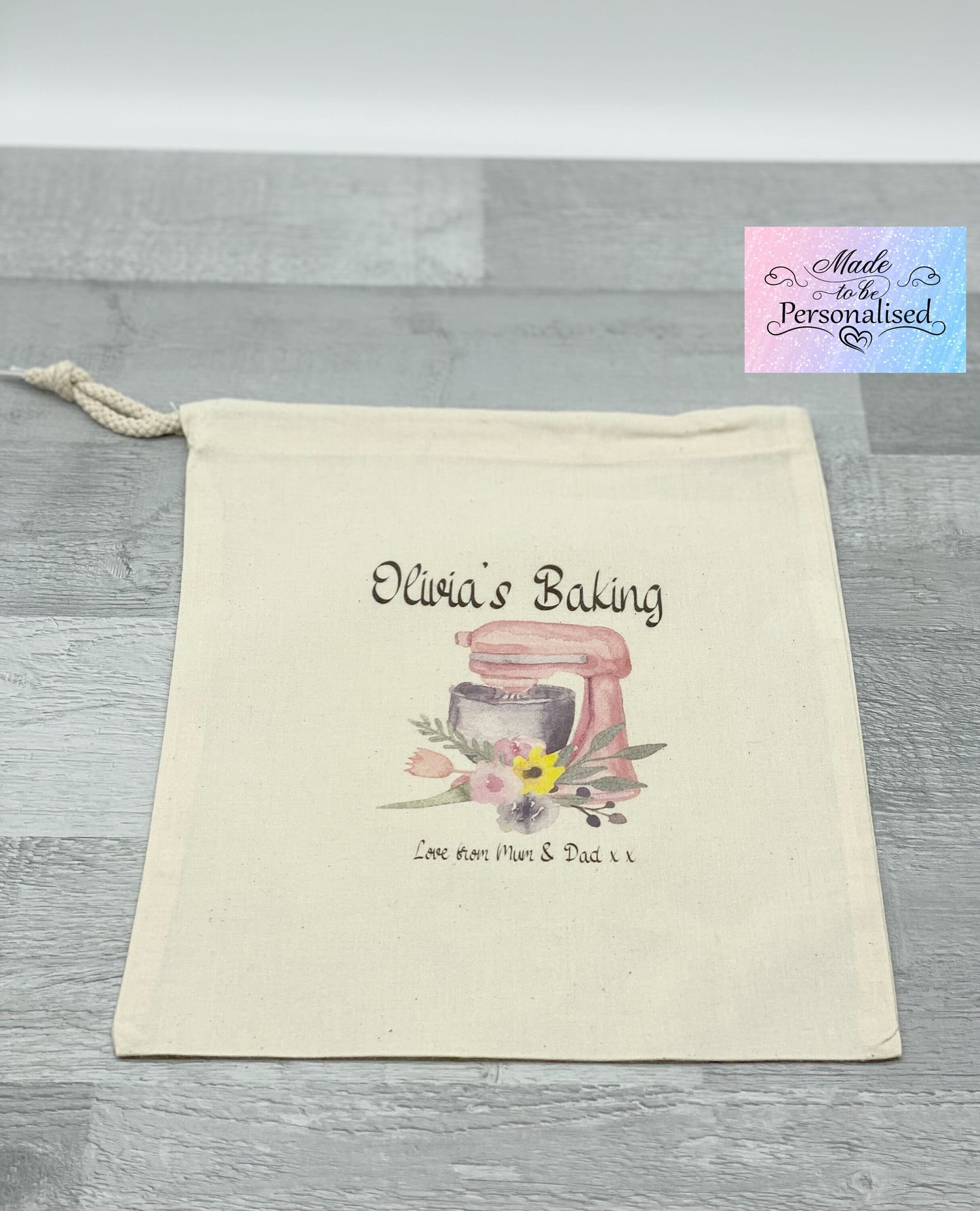 Child's Apron & Baking set, pink mixer