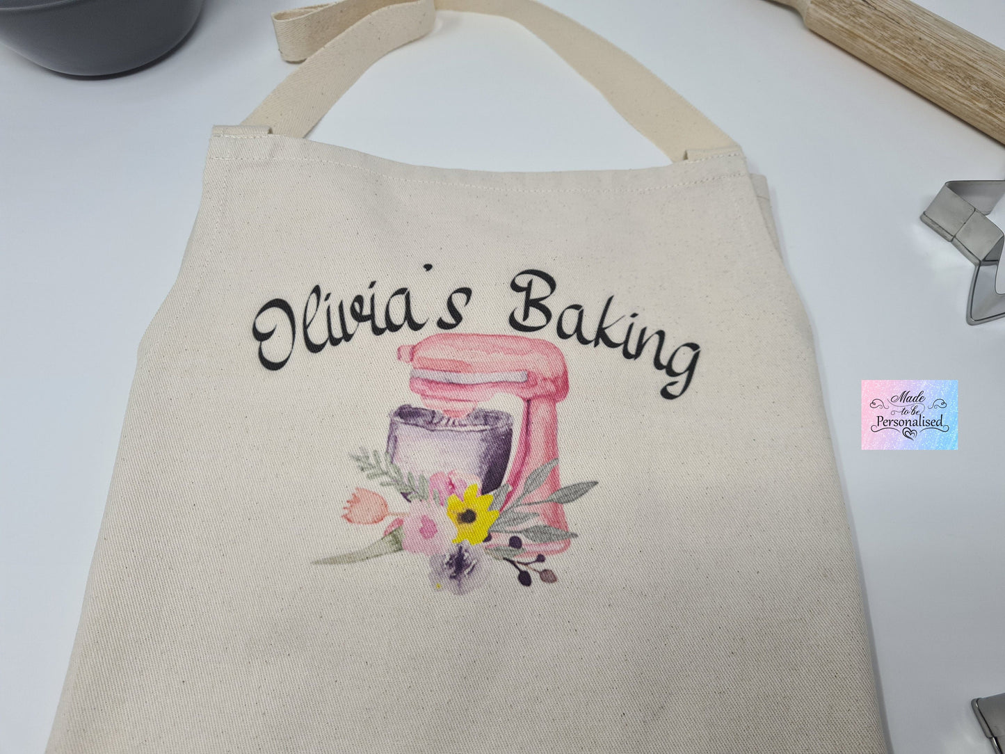 Child's Apron & Baking set, pink mixer