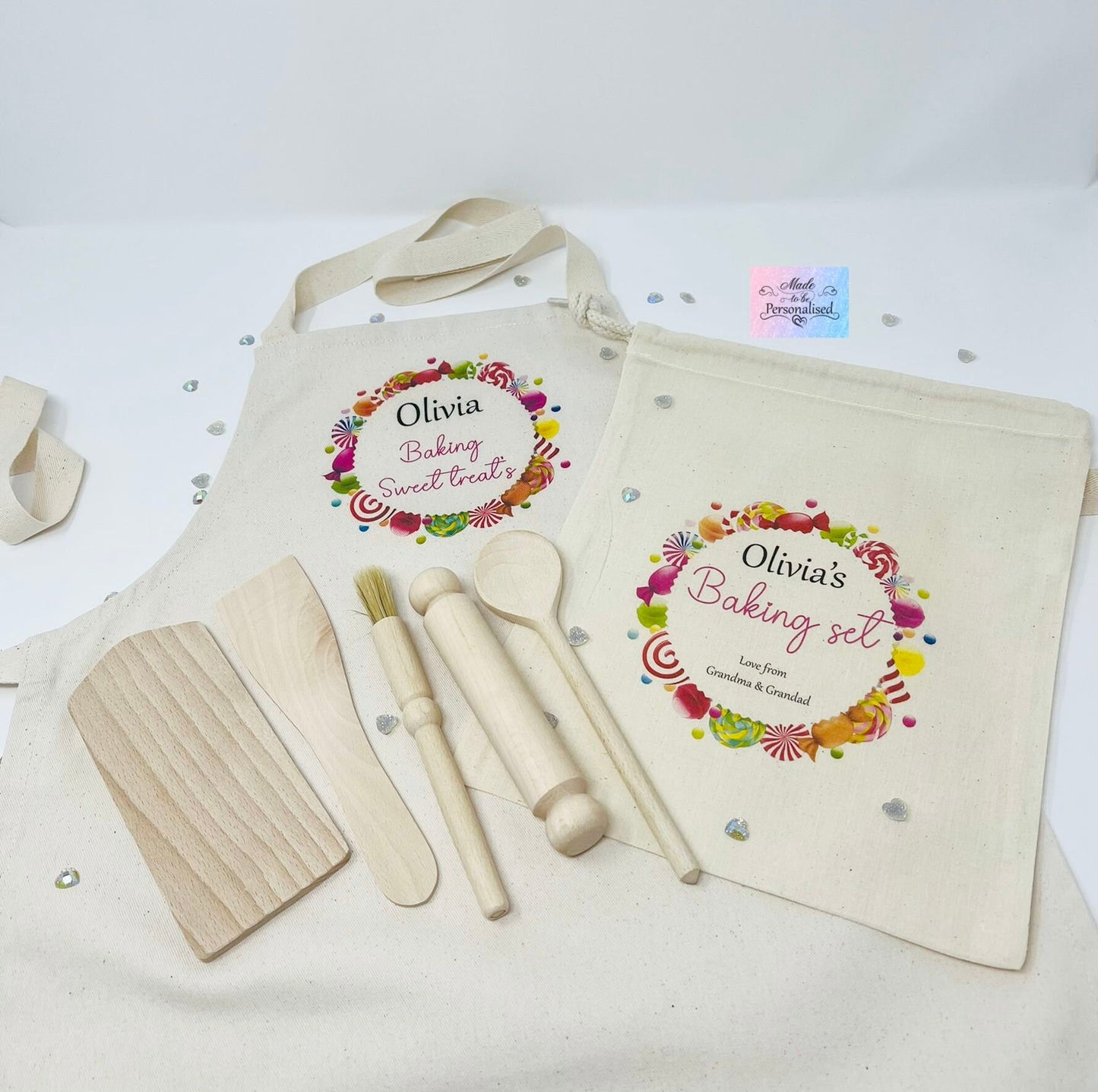 Children's Apron & Baking set, sweet circle design