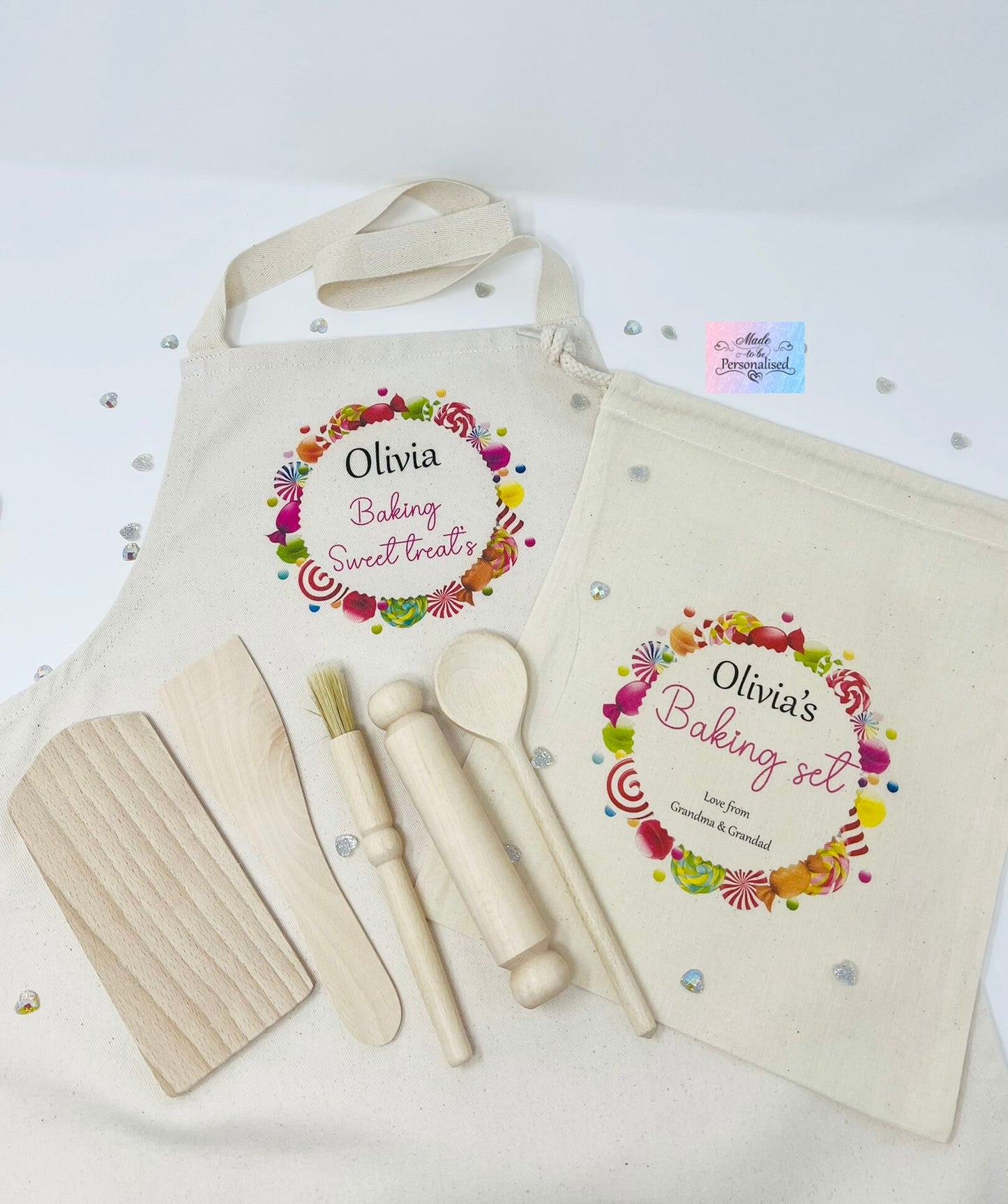 Children's Apron & Baking set, sweet circle design