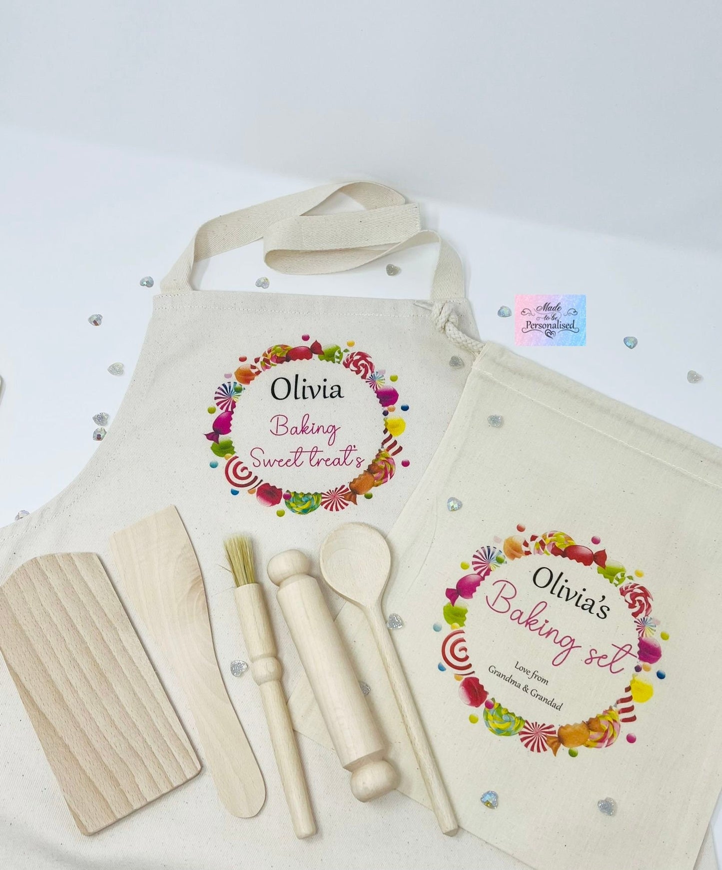 Children's Apron & Baking set, sweet circle design