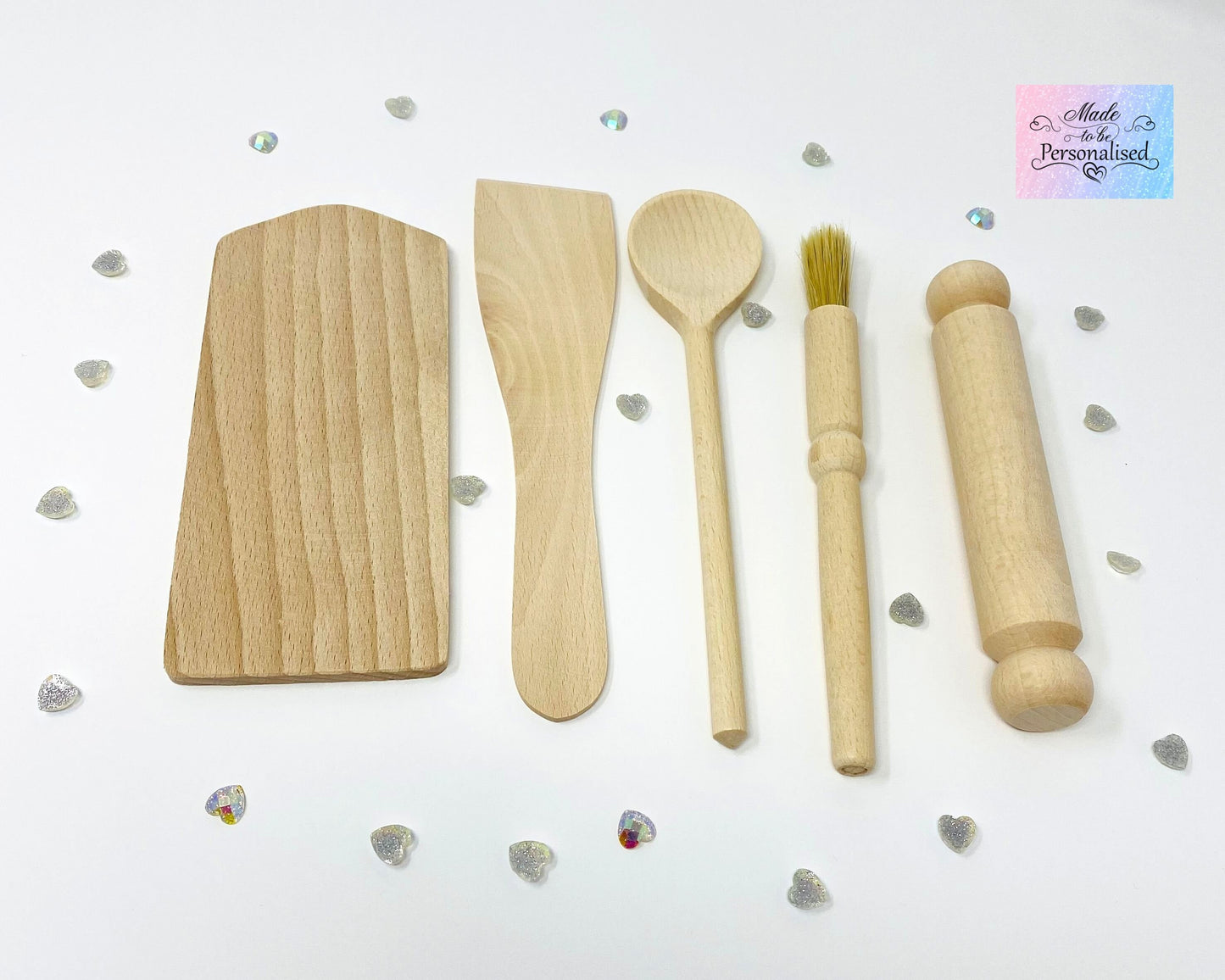 Personalised Children's baking set, kitchen gifts, personalised drawstring bag, wooden cooking utensils, baking set, cooking gift set