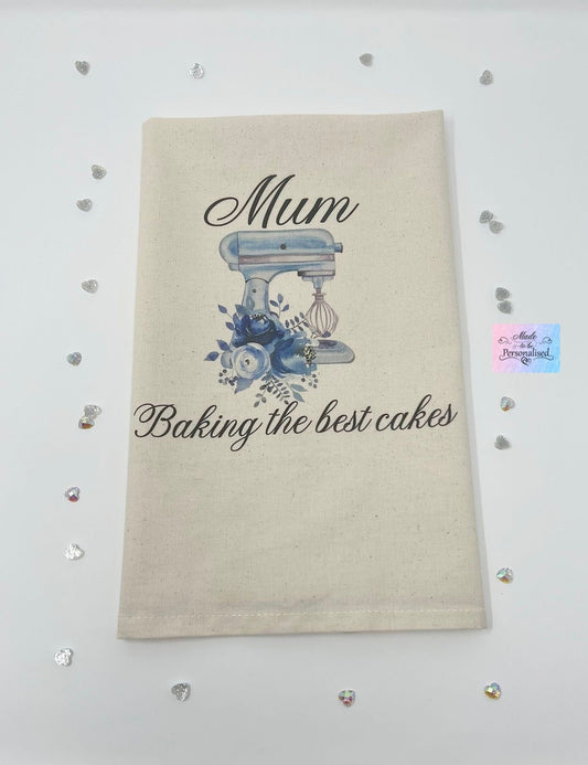 Kitchen Tea Towel, Blue Mixer design