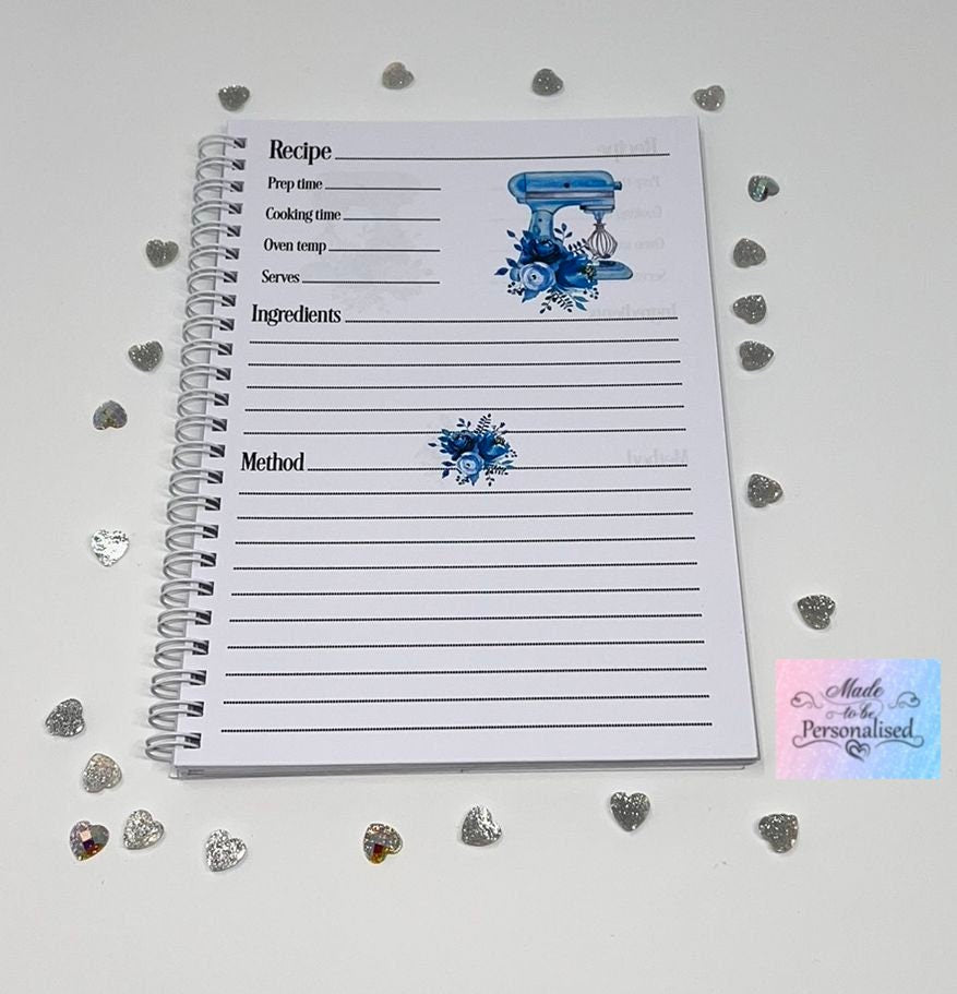 Recipe book, blue mixer design