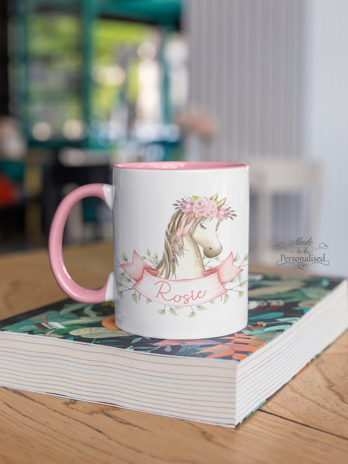 Mug, Pink pony with ribbon