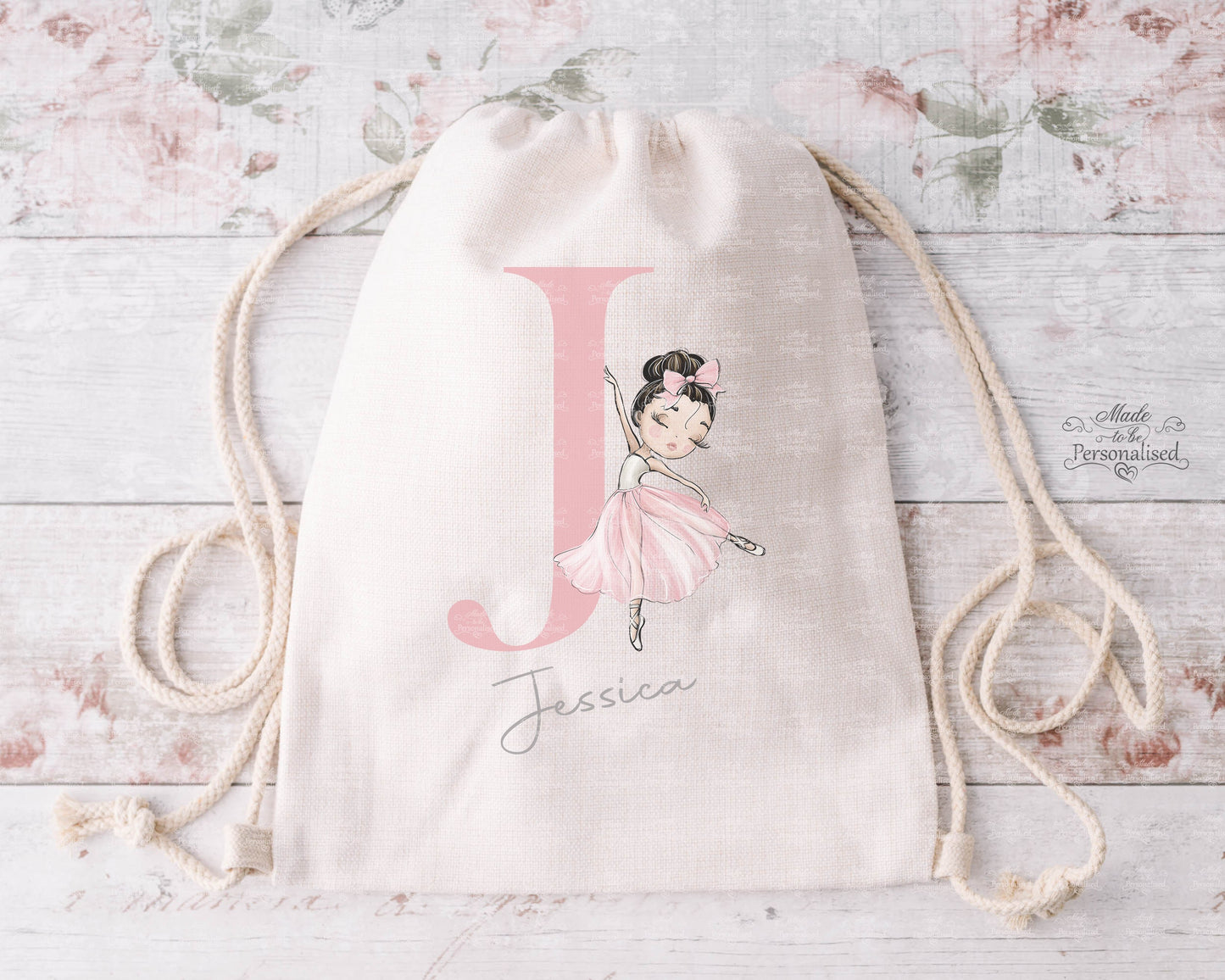 Drawstring Bag, Ballet Initial