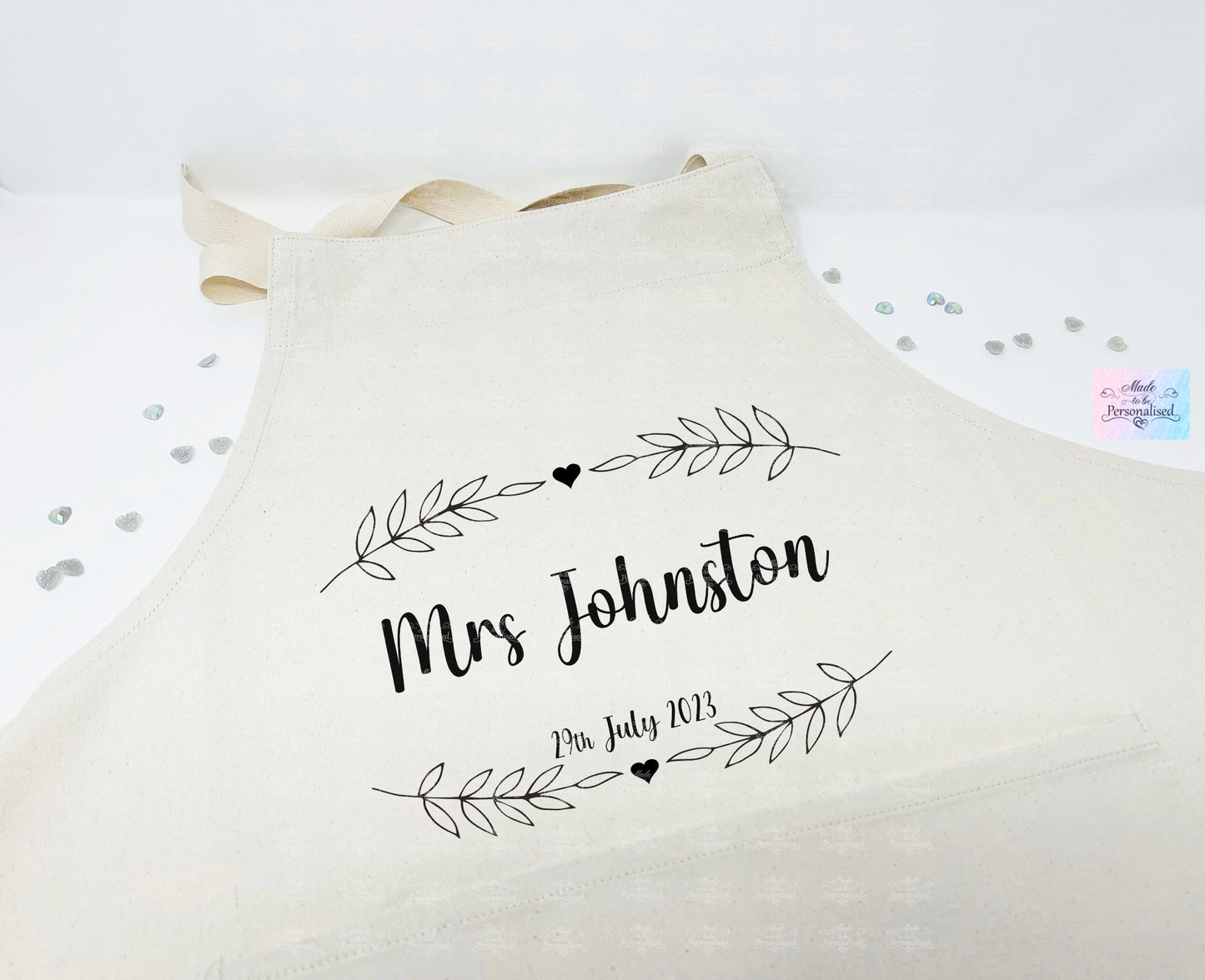 Wedding Apron, leaf circle