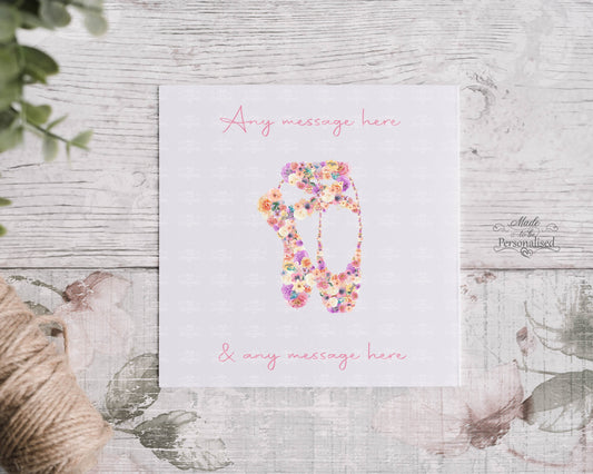 Personalised ballet card, ballerina, dance, Birthday card, exam congratulations, well done, Dance teacher card, thank you, celebration card