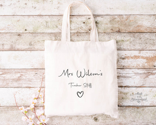 Personalised Teacher Tote Bag, teacher stuff bag