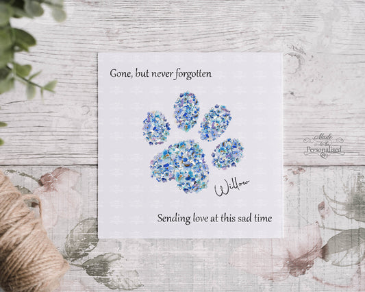 Pet Paw Print Card, sympathy card