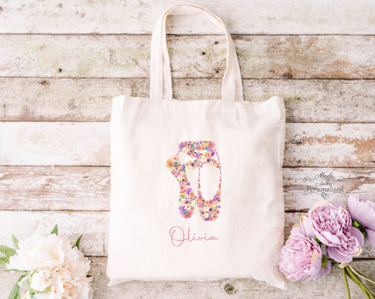 Tote bag, Floral Ballet Shoes